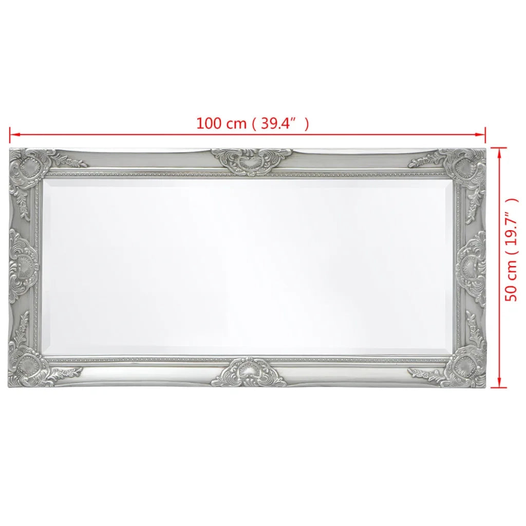 Specchio da Parete Stile Barocco-Specchio a Muro-Specchio Decorativo 100x50 cm Argento