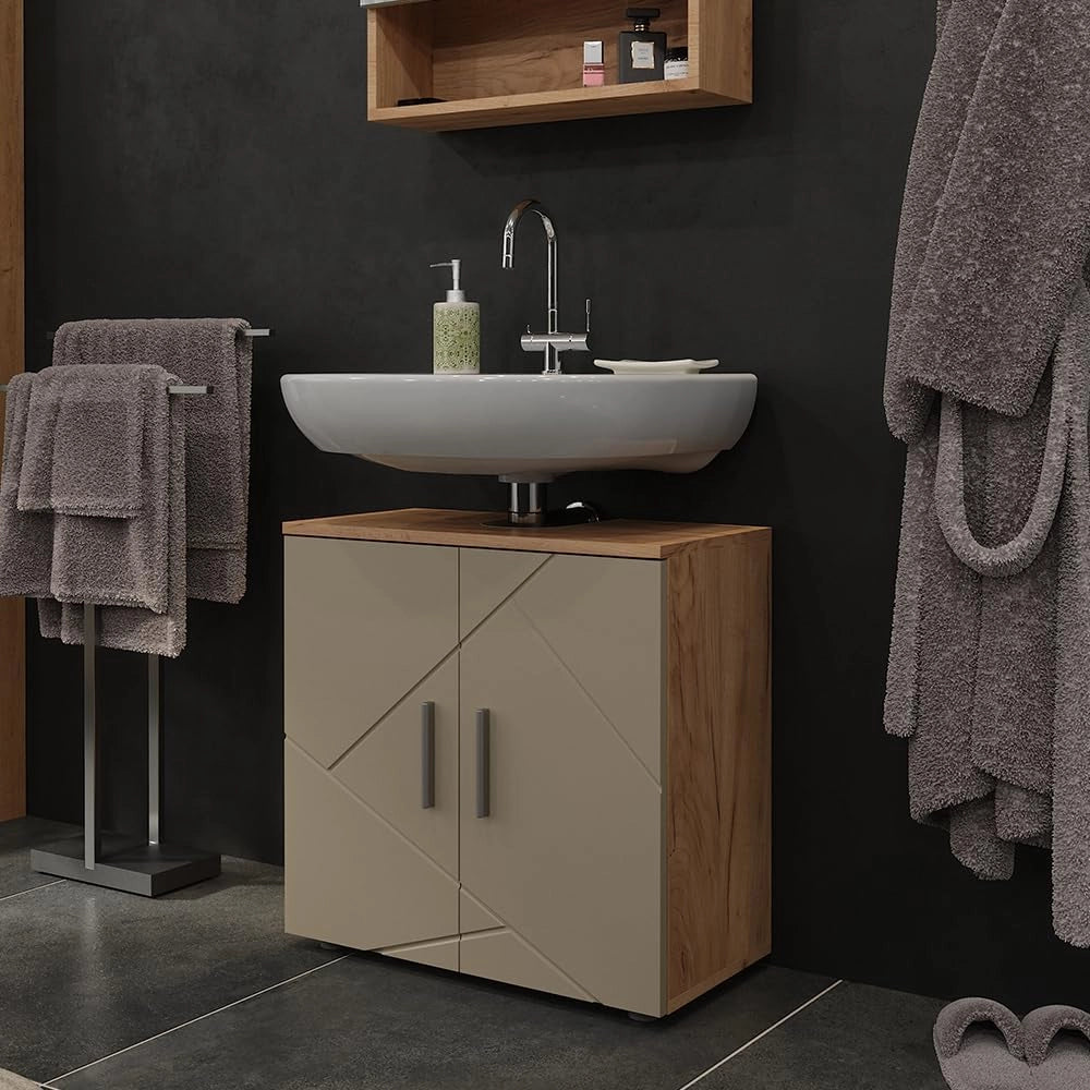 Mobile sottolavabo per bagno Irma, Quercia dorata, 60 x 59 cm
