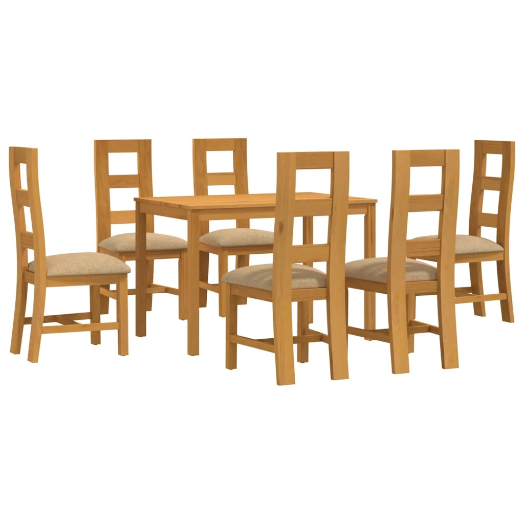 Set da pranzo 7 pz Beige Legno di Quercia Massello 3430266