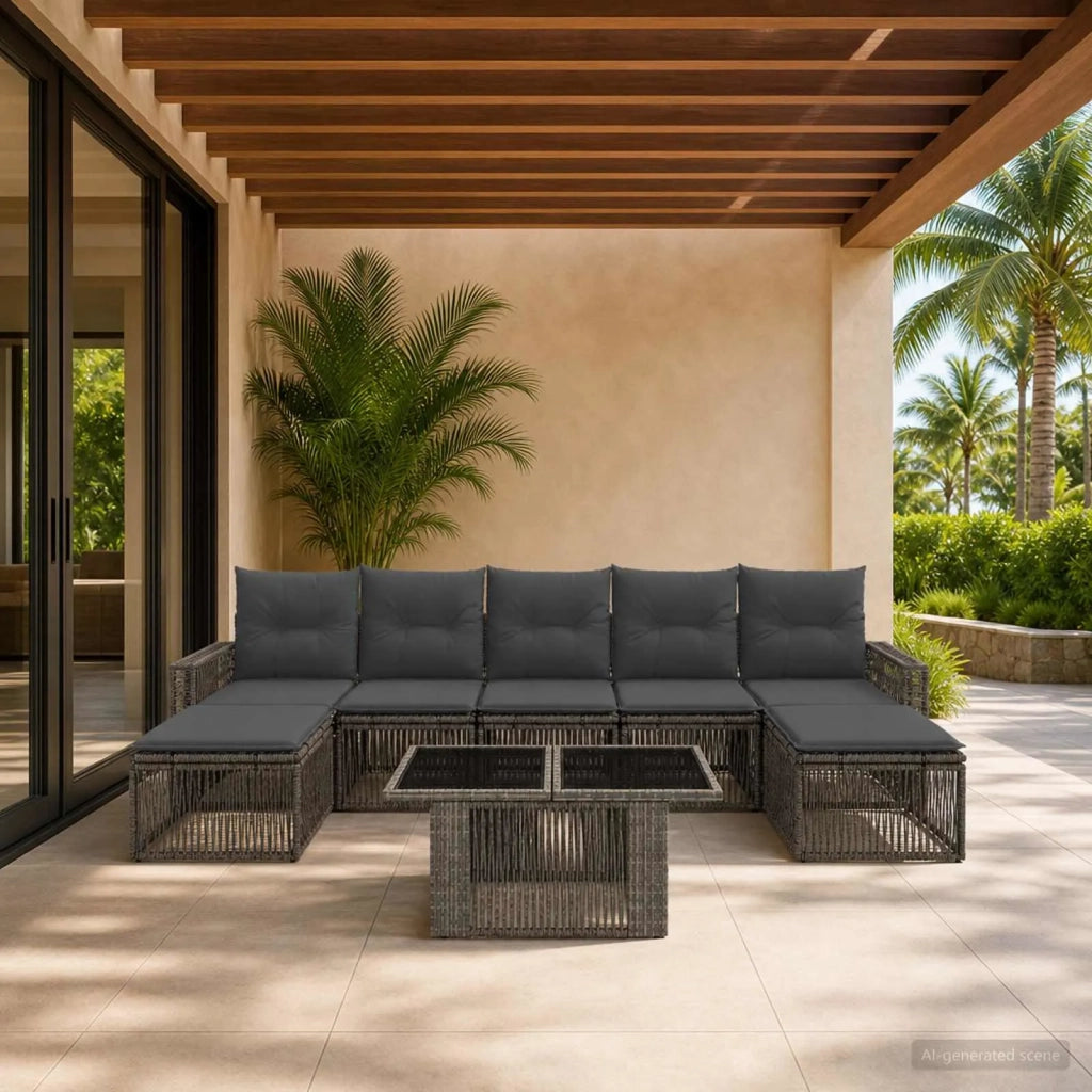 Set Divano da Giardino 8 pz Grigio e Grigio Scuro polyrattan 3436832