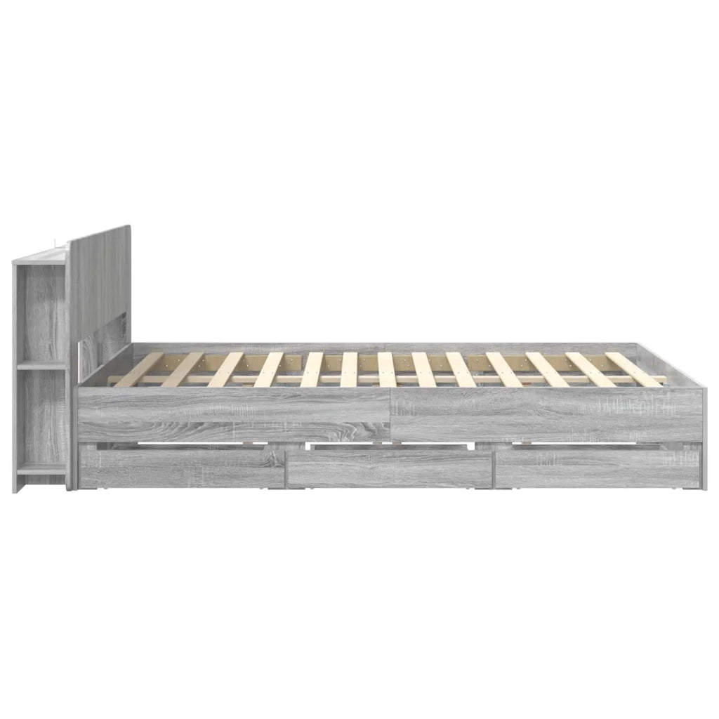 Struttura del letto con stoccaggio e testata Sonoma grigio 3433975