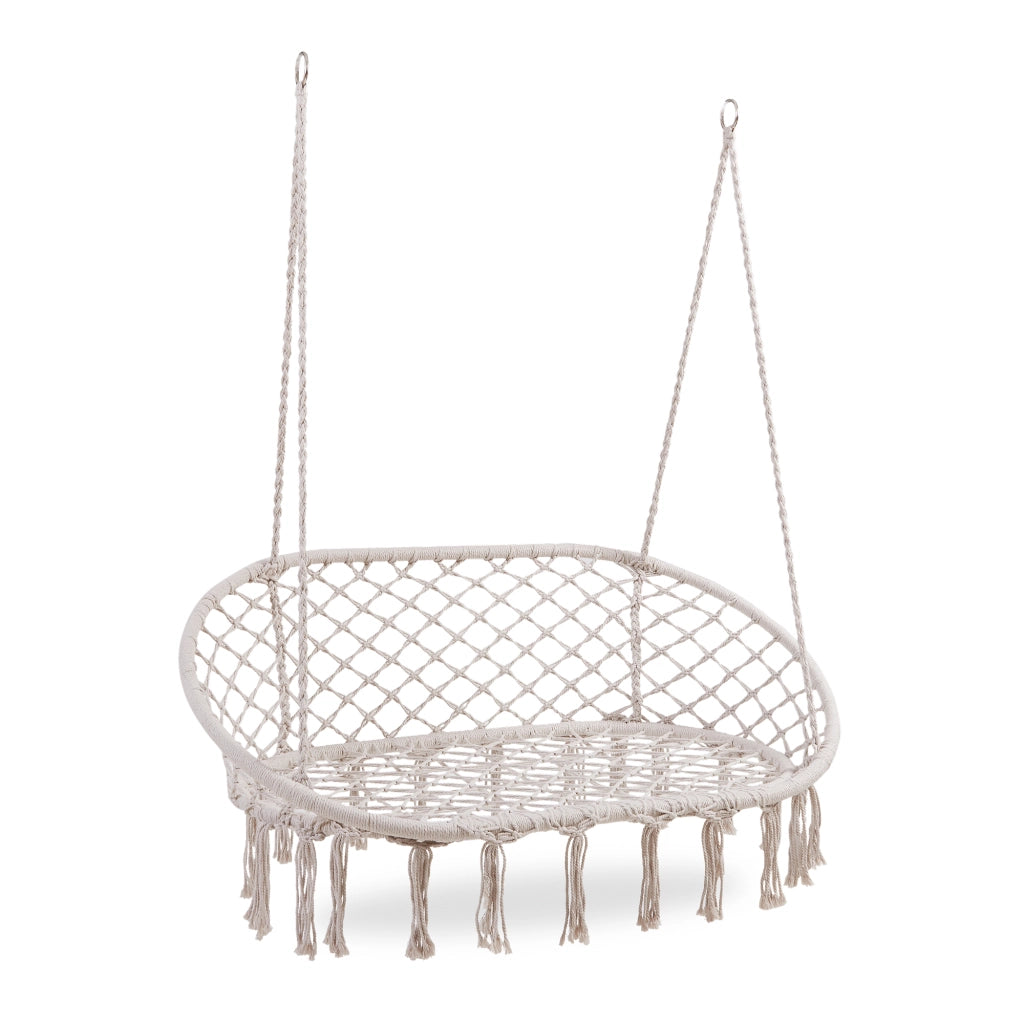 Panca Sospesa Kailua Altalena per 2 Persone 135 x 129 x 65 cm - Bianco Crema casa.pro