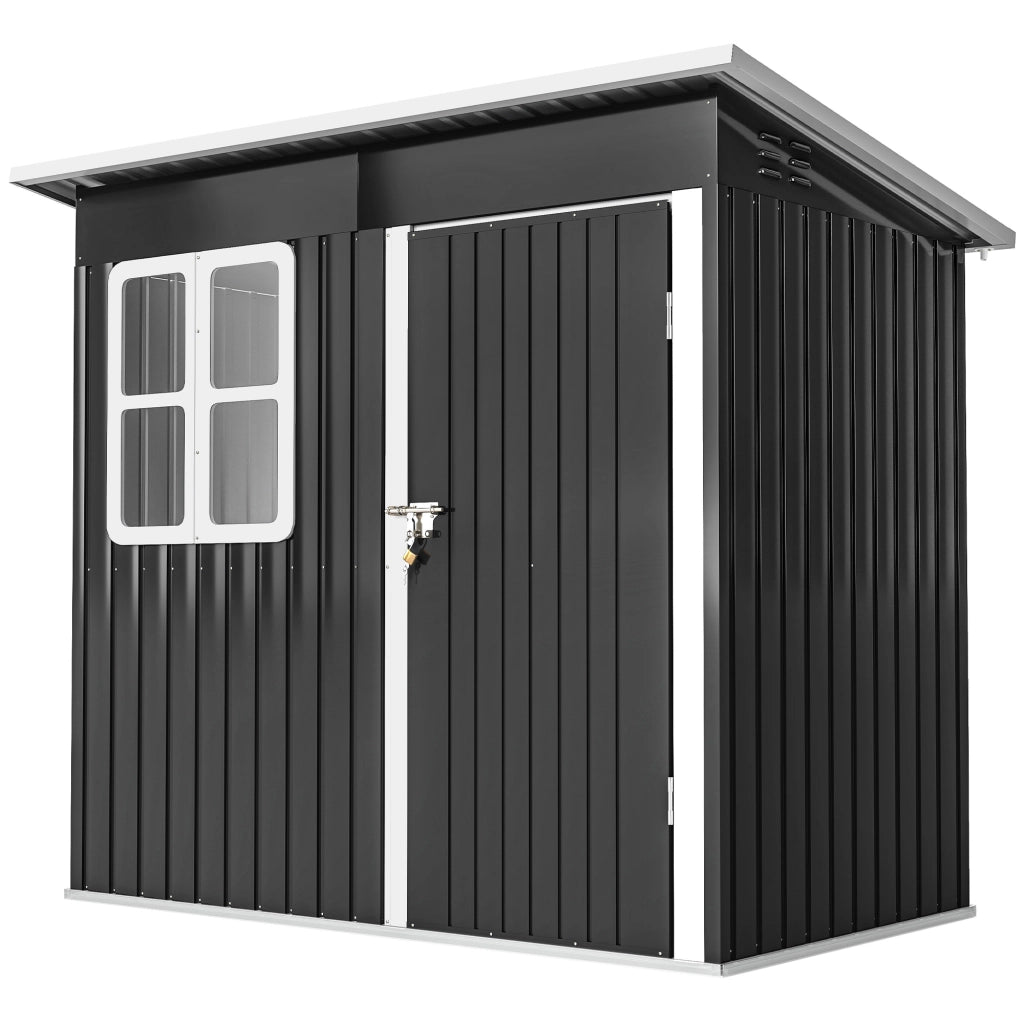 Casetta da Giardino in Acciaio con Porta con Blocco, Finestra e Prese d'Aria, 2.2 x 1.3 m, Grigio