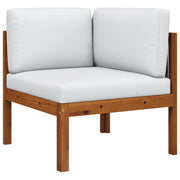 Divano angolare da giardino con cuscini-Sofa da giardino-Divano da esterno in legno di acacia e corda