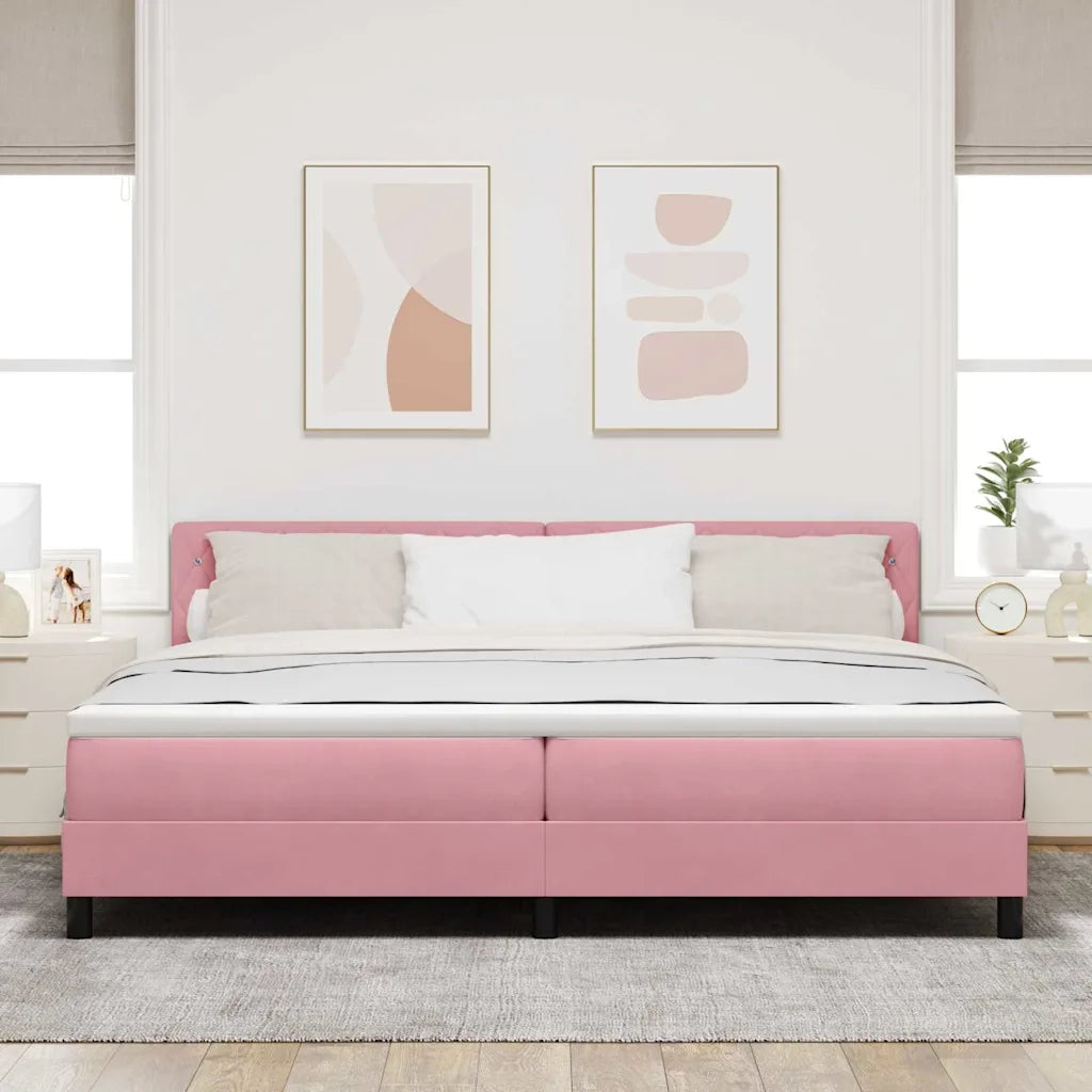 Letto a Sorgente LED con materasso Rosa 200 x 200 cm Velluto 3342613