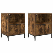 Set di 2 Comodini | Armadio da Notte | Mobiletto da notte con cassetto Rovere fumo 49 x 36 x 61 cm