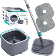 Sistema di Asciugatura a Rotazione True Clean - Emme doppio Compartmento - 2 Pannelli di Asciugatura Microfibra lavabili - Grigio