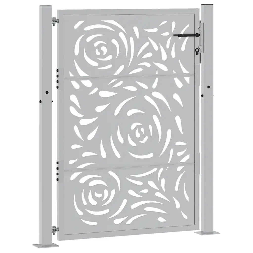 Cancello da giardino 100x125 cm in acciaio corten con design a fiamma 4100995
