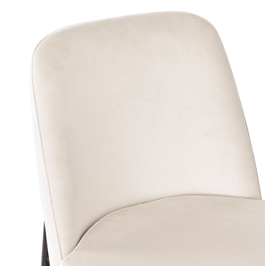 Set di 4 sedie da pranzo con seduta imbottita; struttura in metallo; velluto beige