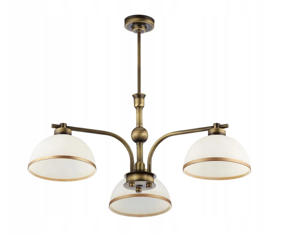 Lampadario vintage ottone patinato vetro 3xE27 Jupiter Montana