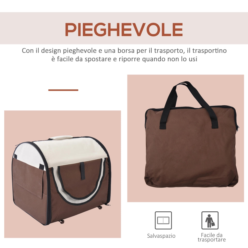 Trasportino Pieghevole Imbottito per Cani Gatti ¨C zephmum ¨C 61x46x51cm Colore Caff¨¨
