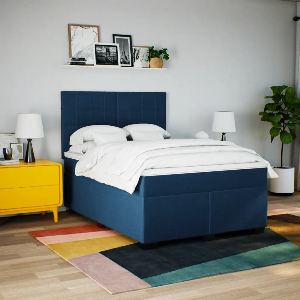 Giroletto a Molle con Materasso Blu 140x200 cm in Tessuto 3292817