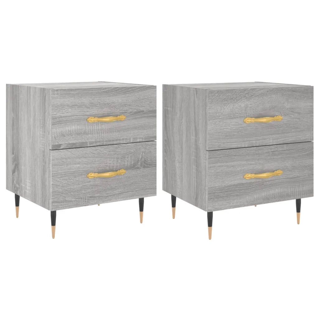 Comodini 2 pz-Set di 2 Tavolino da notte Grigio Sonoma 40x35x47,5 cm in Legno Multistrato 716341