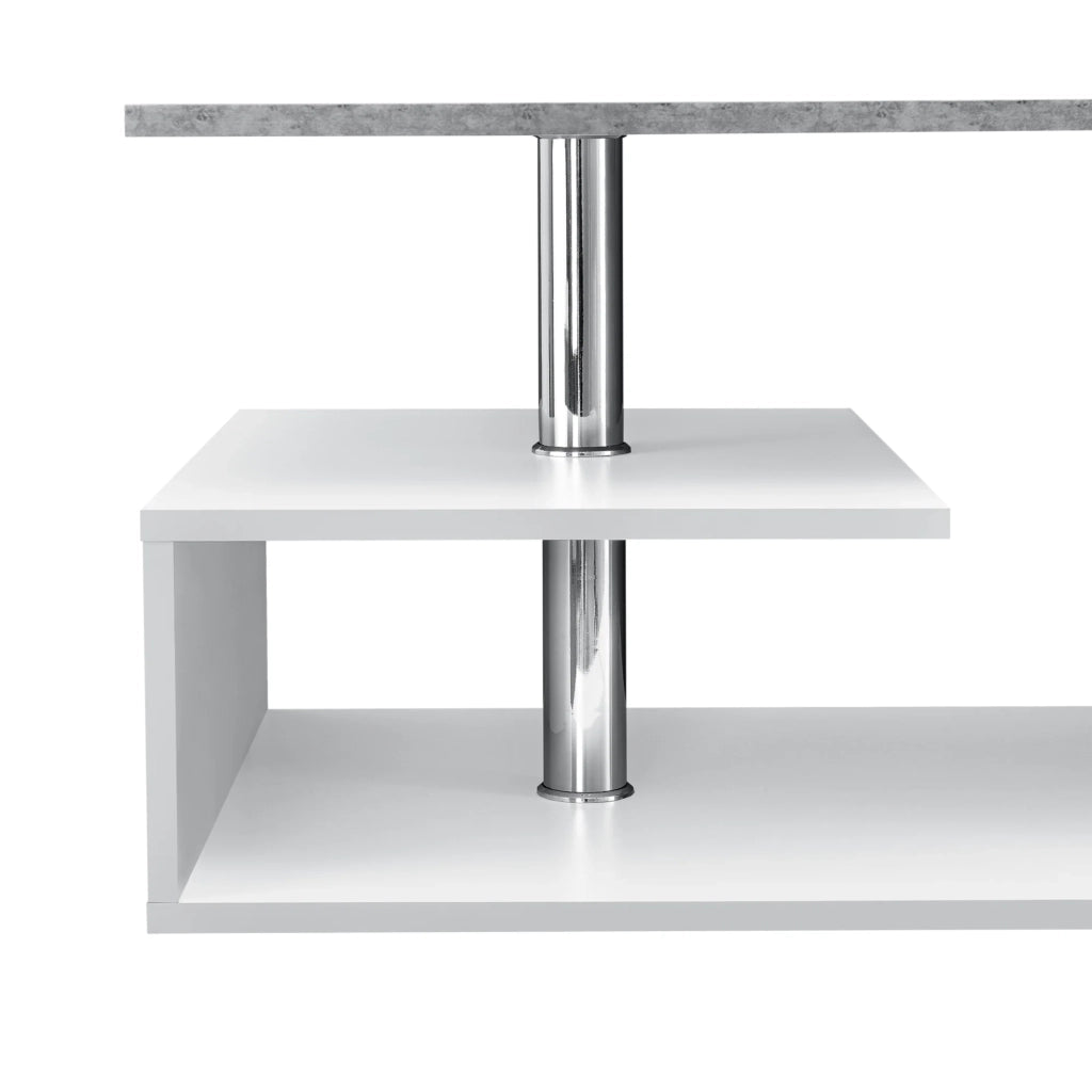 Tavolino da salotto con ripiano portaoggetti in MDF 90 cm finitura bianco e cemento 03_0004156
