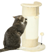EasyComfort Albero Tiragraffi per Gatti fino 5kg con 2 Palline in Sisal e Peluche, 34x25.5x58cm, Beige