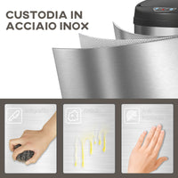 Pattumiera da 42L 30,5x30,5x68 cm con Sensore di Movimento in Acciaio Inox