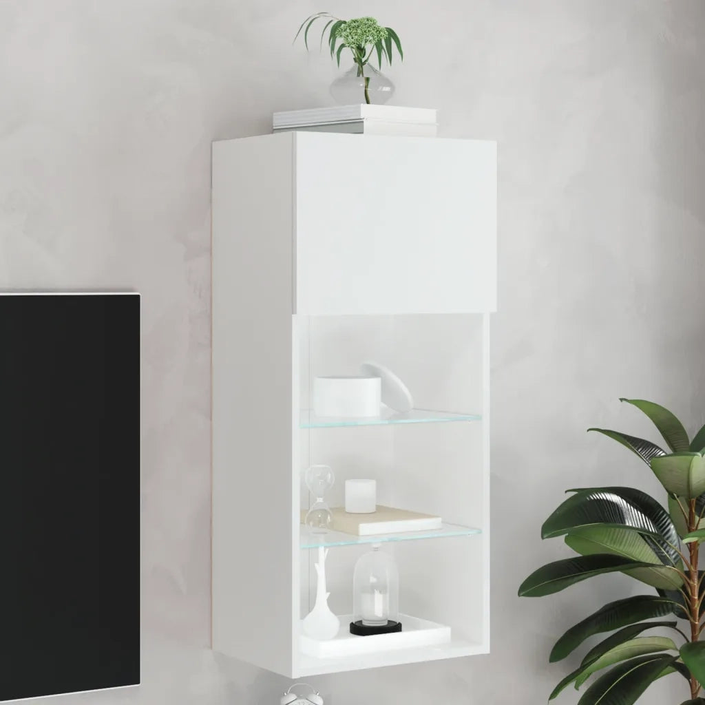 Mobile TV | Armadietto TV | Mobile Porta TV con Luci LED Bianco 40,5x30x90 cm