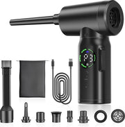 Pulitore di aria - Pulitore di superfici - Soffiata di aria - Senza fili - Ricaricabile - Aspirapolvere - Pulitore di divano - 3 velocità - LED - Nero