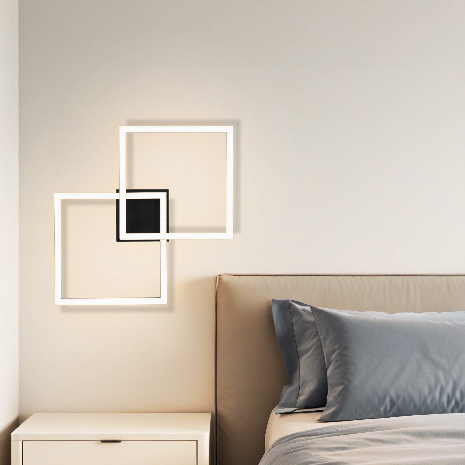 ZMH Lampada da soffitto LED nera moderna quadrata 2 cornici 3000K per soggiorno