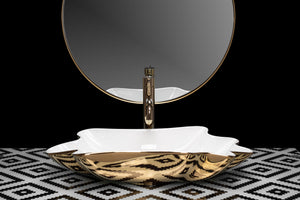 Lavabo Da Appoggio Rea Sea White Gold + Tappo Click-clack