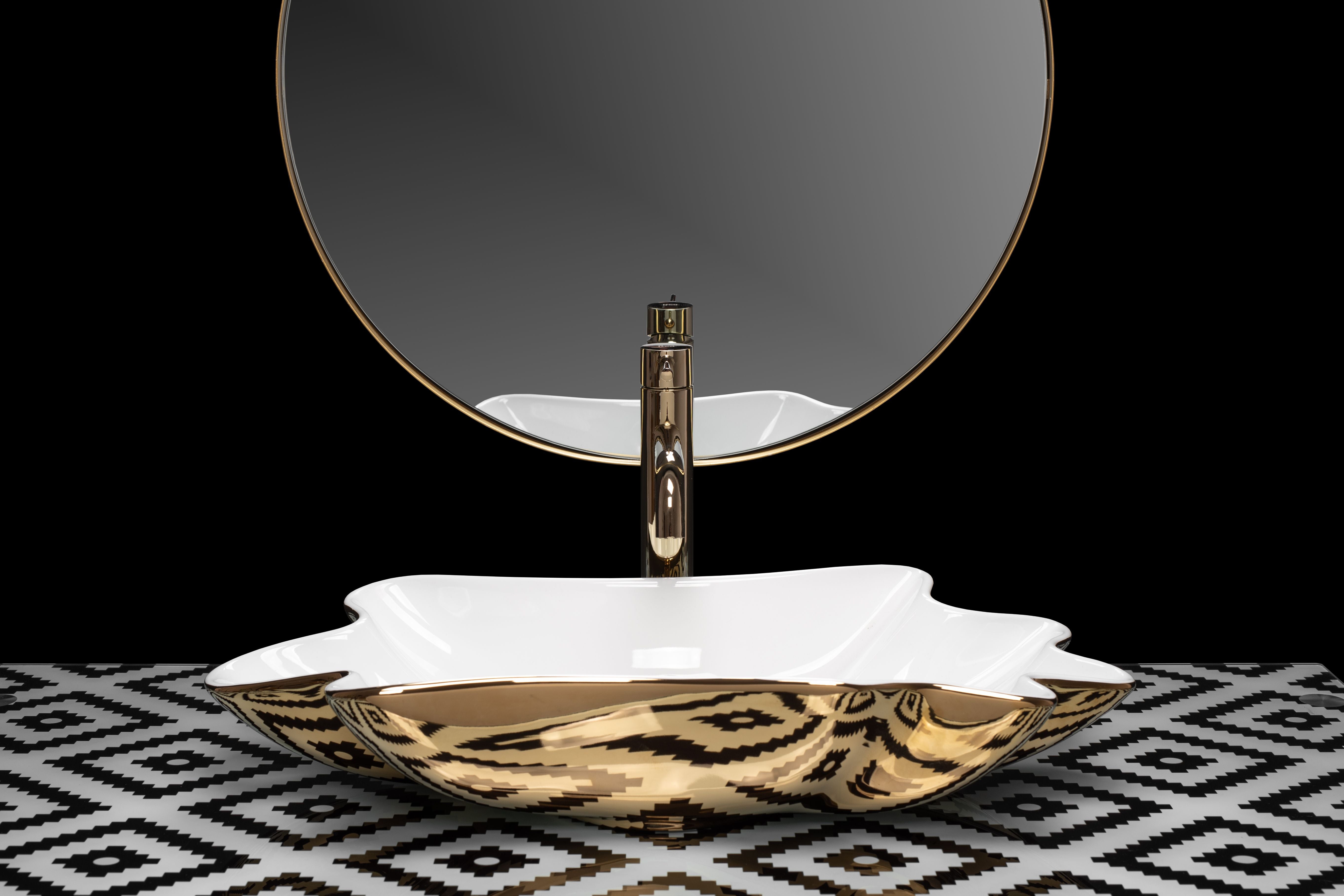 Lavabo Da Appoggio Rea Sea White Gold + Tappo Click-clack