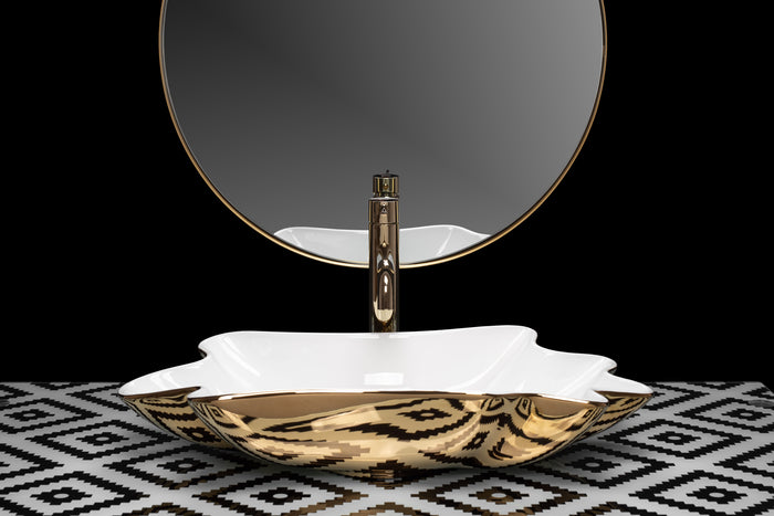 Lavabo Da Appoggio Rea Sea White Gold + Tappo Click-clack