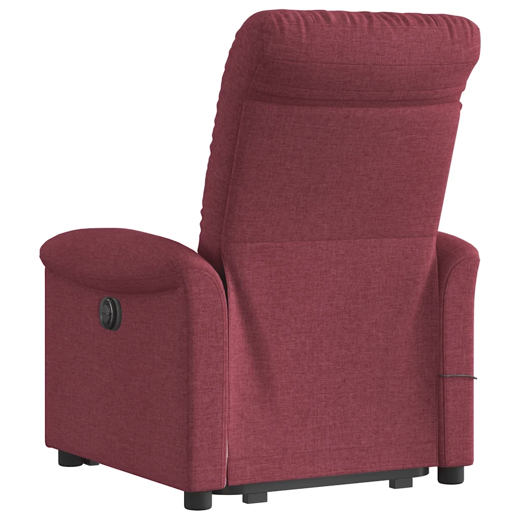 vidaXL Poltrona Alzapersona Massaggio Reclinabile Rosso Vino Tessuto