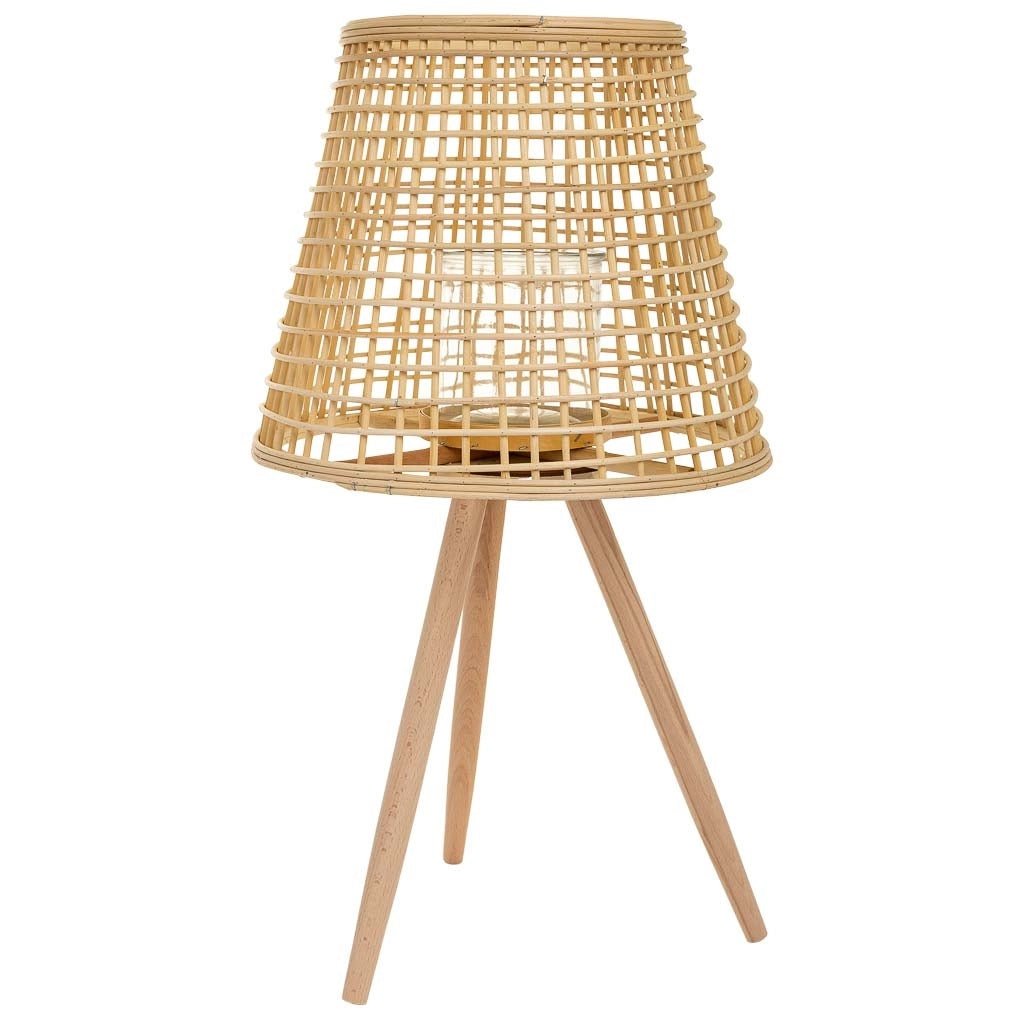 Lanterna portacandele in bambù e rattan marrone d36x31/64h