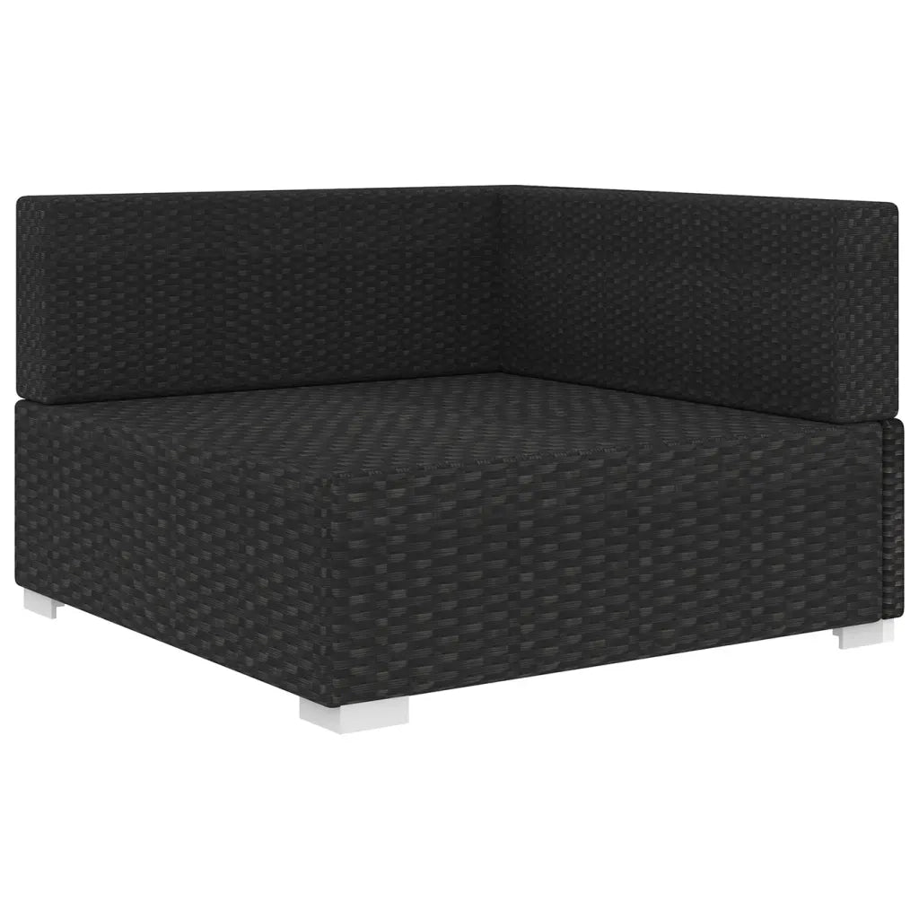 Poltrona Modulare ad Angolo 1 pz con Cuscini in Polyrattan Nero cod mxl 67963
