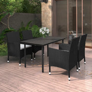 Set da Pranzo da Giardino 5 pz con Cuscini Polyrattan e Vetro cod mxl 39400