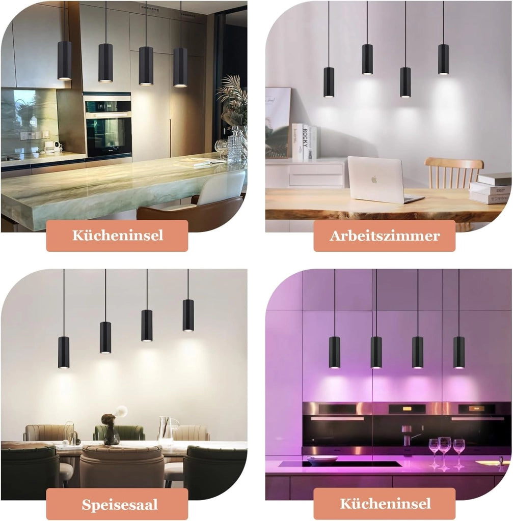 Lampada a sospensione ZMH metallo nero diametro 60 cm 4 attacchi GU10 stile industriale per soggiorno e sala da pranzo