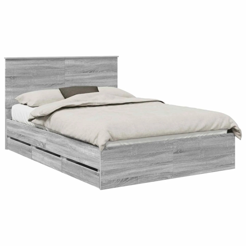 Struttura del letto con cassetto Grigio Sonoma 150 x 200 cm
