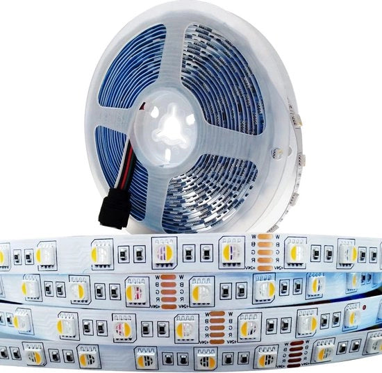 Striscia di Luce LED 4 in 1 RGBWW RGB + bianco caldo 3000K 5M - Colori misti - SMD 5050 - IP20 - 300 LED - Per camera da letto cucina decorazione