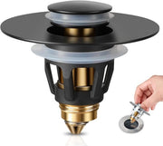 Stopper per lavabo, filtro per scarico del lavabo, stopper per scarico del lavabo, vasca emersa universale con nucleo in rame - nero