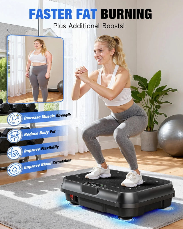 PIATTAFORMA VIBRANTE, RATTANTREE Potente piattaforma vibrante muscolare per bodybuilding e scultura con telecomando e cordino