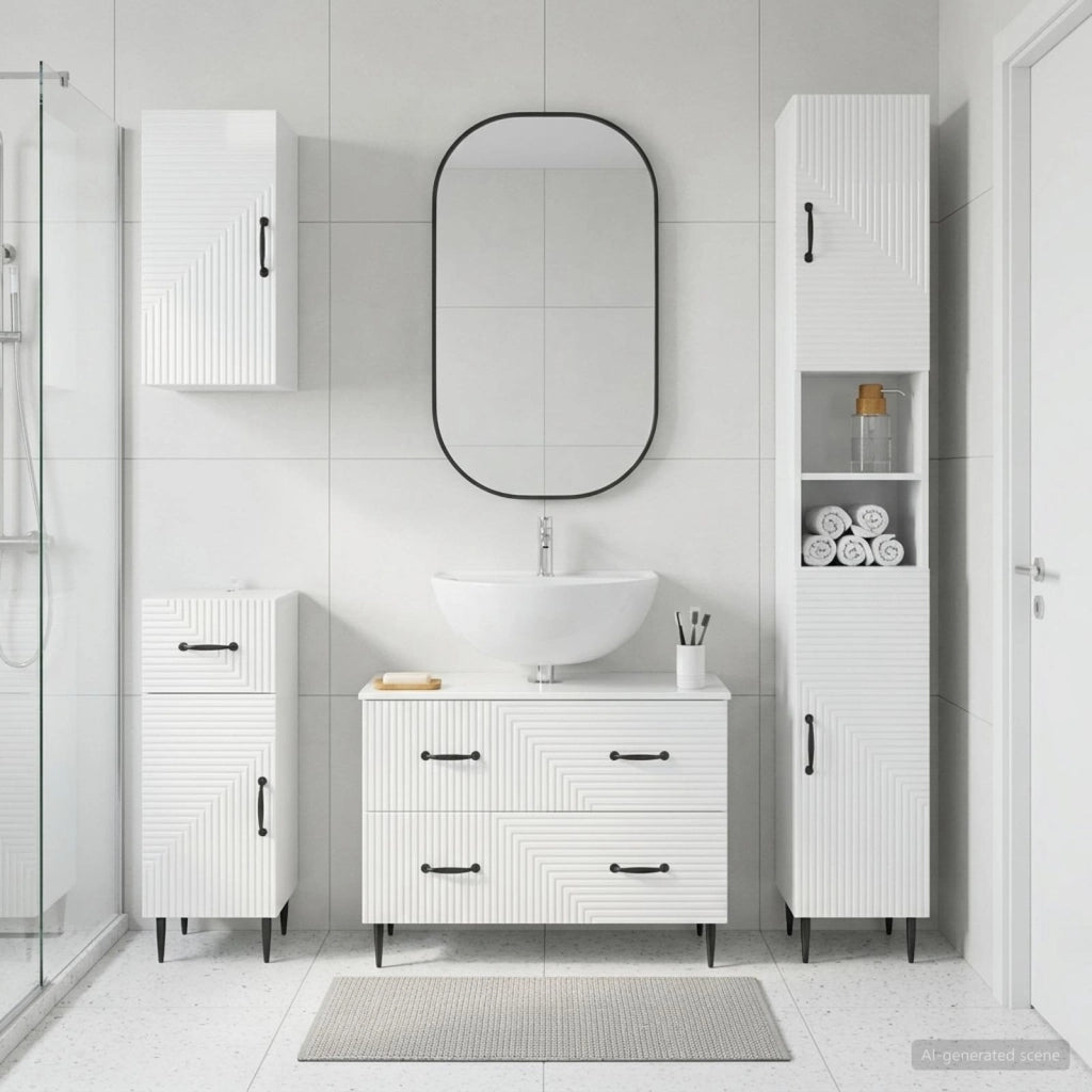 Set di Mobili da Bagno da 4 Pezzi HAARLEM Bianco Lucido 3417940