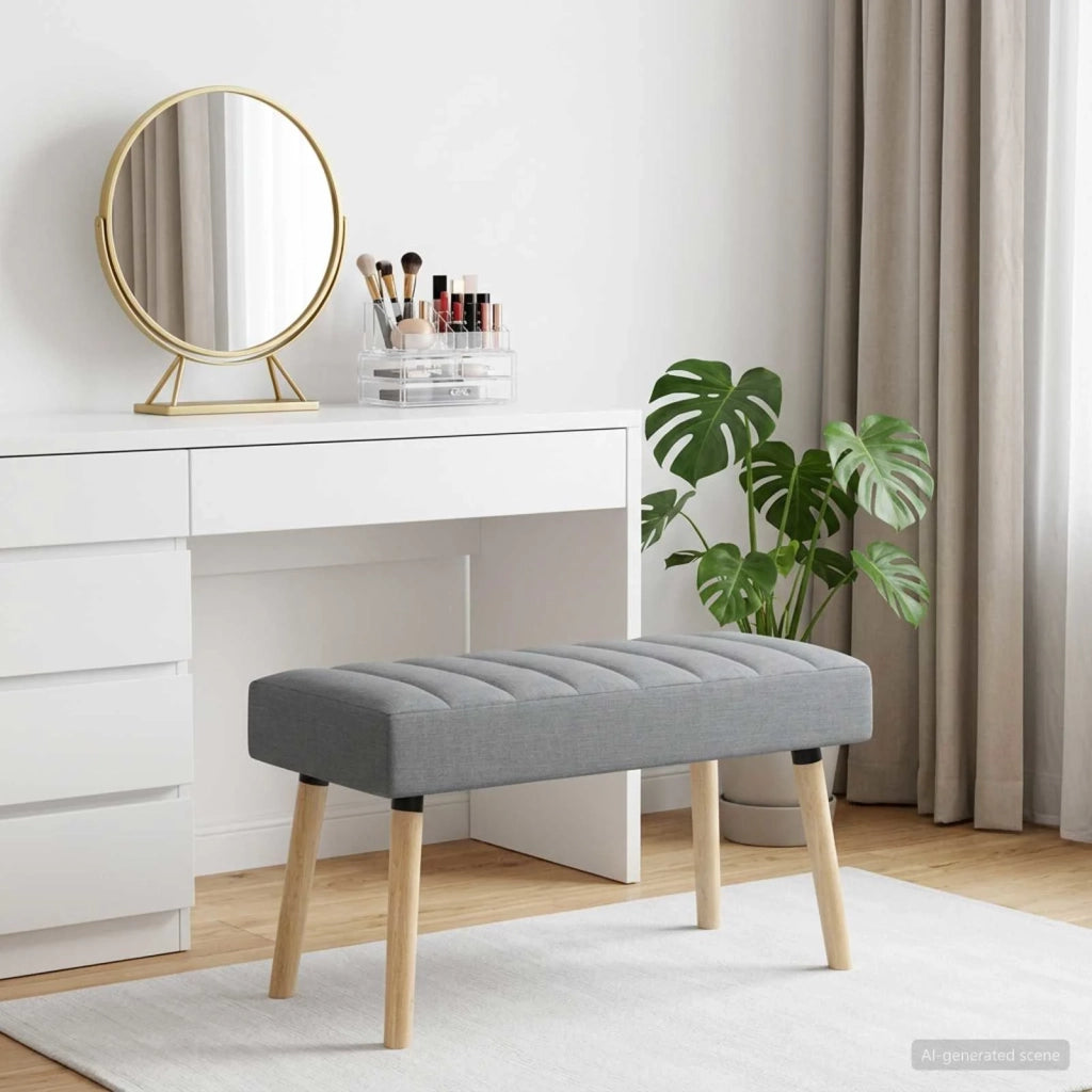 Panchina trapuntata a canale Grigio Chiaro 80 x 40 x 46 cm 42038473