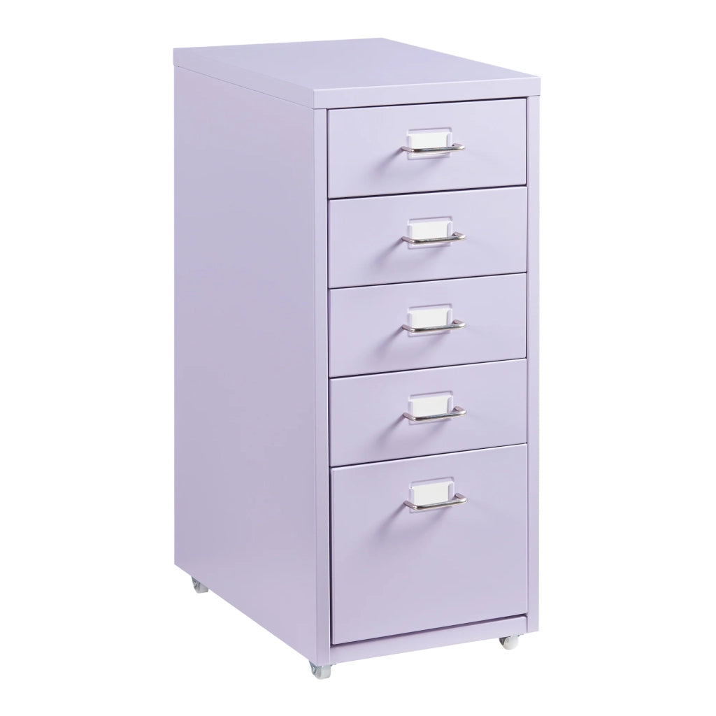 Mobiletto/contenitore per ufficio su ruote con 5 cassetti 69 x 28 x 41 cm viola 03_0009110