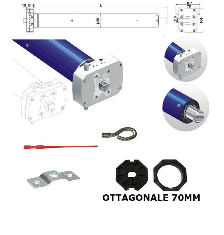 MOTORE TAPPARELLA TAPPARELLE 180KG 100nm CON MANOVRA DI EMERGENZA SBLOCCO 230V