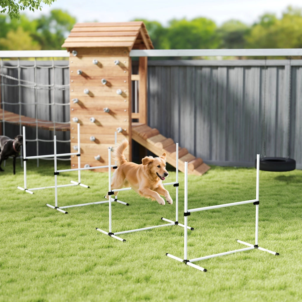 Set Agility per Cani ¨C zephmum ¨C 4 Ostacoli Regolabili in Plastica Bianco