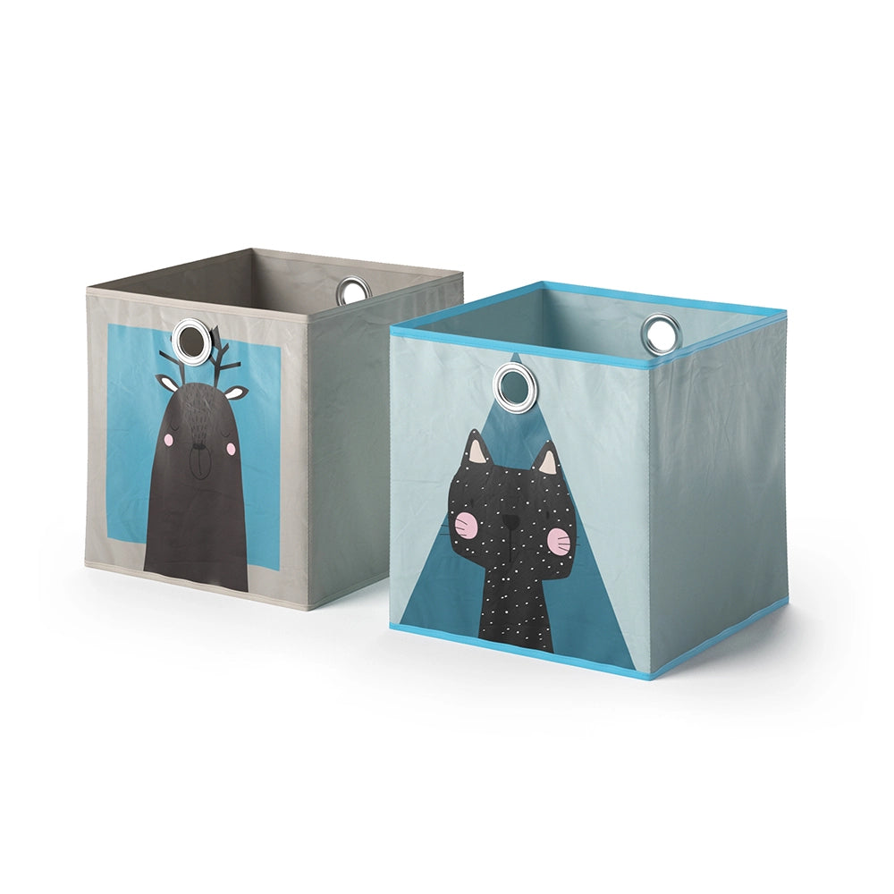 Vicco Scatola pieghevole Grigio/Blu 30 x 30 cm Set di 2