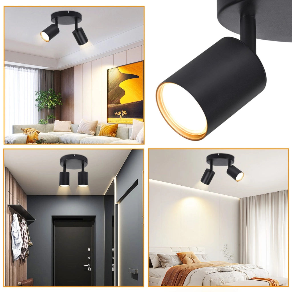 ZMH Faretto da soffitto 2 luci rotondi orientabili 330° moderni per soggiorno