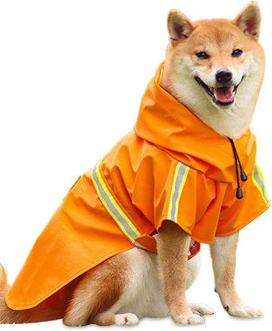 Impermeabile Adattabile Leggero per Cani con Cappuccio e Strisce Riflettenti per Cani Piccoli Medi e Grandi per Escursioni all'Aperto