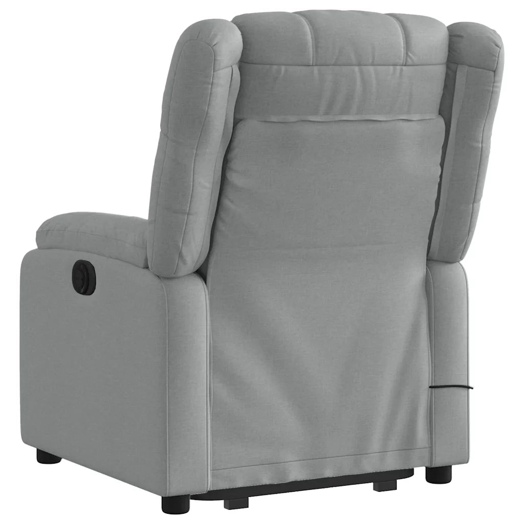 Poltrona | Sedia Relax Alzapersona Massaggi Reclinabile Grigio Chiaro Tessuto