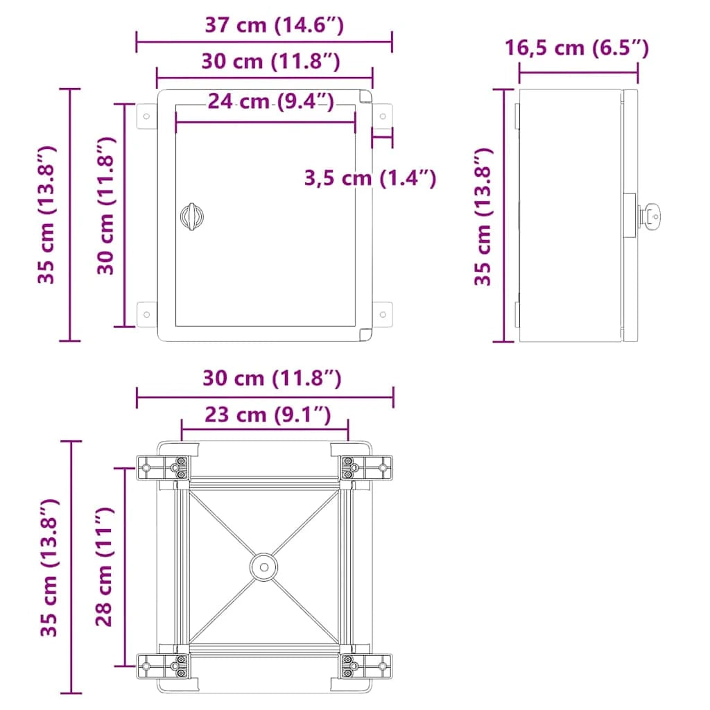 Armadio elettrico moderno per stoccaggio interno/esterno 47 x 20 x 60 cm plastica grigia 02_0058196