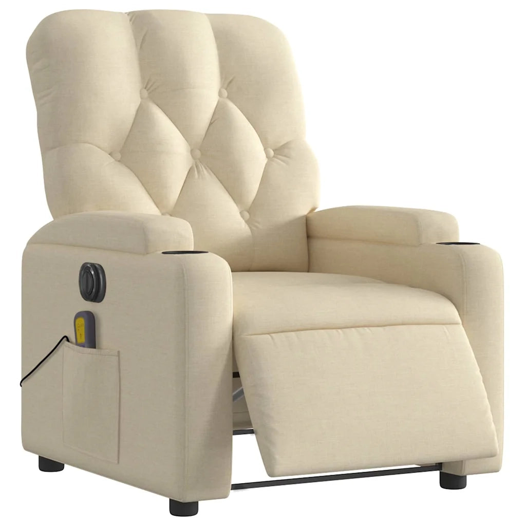 Divano Sedia-Poltrona Reclinabile Massaggiante Elettrica Crema in Tessuto 942971