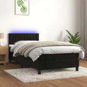 Letto a Molle con Materasso e LED-Struttura Letto con Materasso Nero 90x200 cm in Velluto 973462