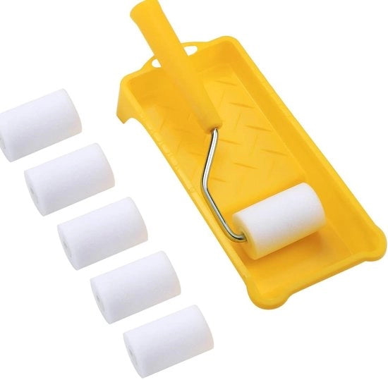 Set di pennelli per vernice - Pennello per vernice mini 6x5cm - Pennello per vernice con manico - Piccola scatola per vernice - Duraturo - Superficie liscia - Set di pennelli per vernice