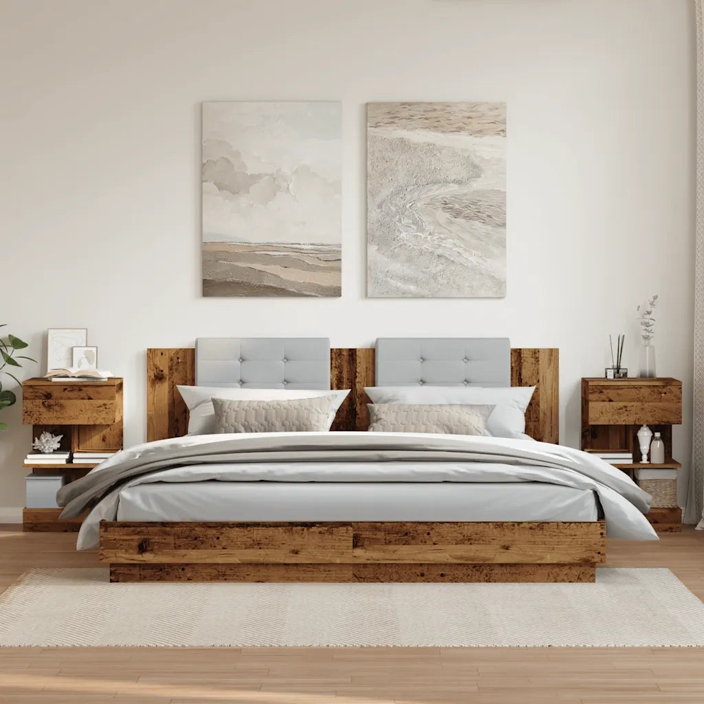 Comodini 2 pz-Set di 2 Tavolino da notte in Legno Vecchio 40x35x65 cm in Legno Multistrato