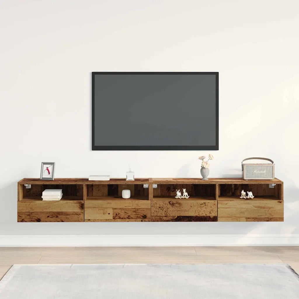 Mobile TV da parete 2 pcs Legno vecchio 100 x 30 x 30 cm 862189